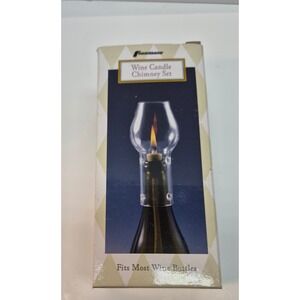 Franmara Wine Candle Chimney Set for Wine Bottles Clear Glass with Wick New